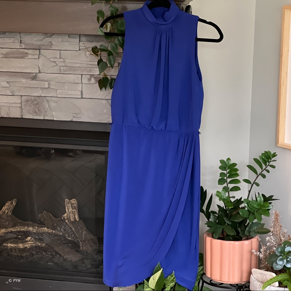 Lauren Ralph Lauren High Neck Halter Blue Dress